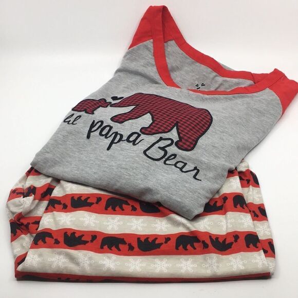 Lil Papa Bear Pajamas Set Cora L Bee Size Medium 100% Cotton - Picture 1 of 11